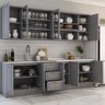 Cozinha Completa Dallas 11 Portas 3 Gavetas 100% Mdf Americana Cinza - Panorama Móveis - 2