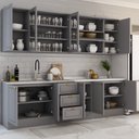 Ver imagem 2 de Cozinha Completa Dallas 11 Portas 3 Gavetas 100% Mdf Americana Cinza - Panorama Móveis