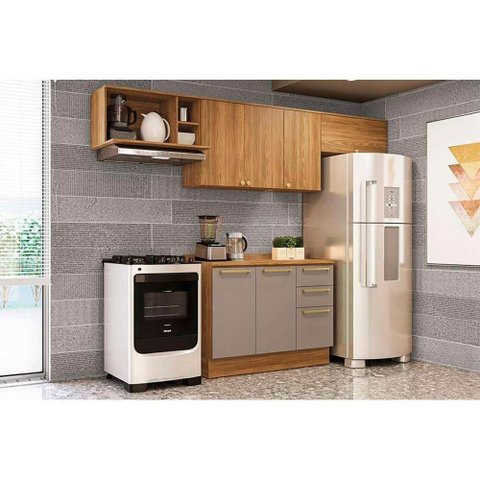 Cozinha Modulada Kappsberg Botanic Botanic 5 Peças (3aéreos+1balcão+1complemento) M662 Nogueira/