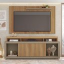 Ver imagem 5 de Conjunto Decorativo Rack e Bancada Brendan Mdf/mdp Ripado para Tv 55 Pol. Buriti/fendi G11 - Gran