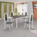 Ver imagem 1 de Conjunto de Mesa Tubular 120cm x 75cm Tampo Ardósia Indiano com 4 Cadeiras Lara Branco/Floral Preto