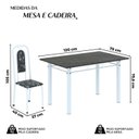 Ver imagem 3 de Conjunto de Mesa Tubular 120cm x 75cm Tampo Ardósia Indiano com 4 Cadeiras Lara Branco/Floral Preto