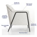 Ver imagem 2 de Poltrona Decorativa Sevilha Tecido Linho com Almofada Solta Pés Aço Preto Epóxi Poltronas do Sul