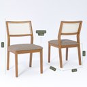 Ver imagem 2 de Kit 6 Cadeiras para Sala de Jantar Estofadas Bella Bege/Madeira