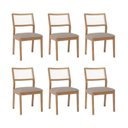 Ver imagem 1 de Kit 6 Cadeiras para Sala de Jantar Estofadas Bella Bege/Madeira