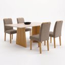 Ver imagem 2 de Conjunto de Mesa com 4 Cadeiras Lyra Retangular em MDF Cinamomo e Off White