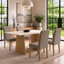 Ver imagem 1 de Conjunto de Mesa com 4 Cadeiras Lyra Retangular em MDF Cinamomo e Off White