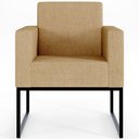 Ver mais imagens de Kit 2 Poltronas Decorativa Sala Recepção Base Fixa de Metal Helô L02 Linho Bege Escuro - Lyam