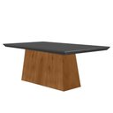 Ver imagem 1 de Mesa P- Cozinha Luna C- Tampo 180x90cm Flex Madeirado Vidro Canto Curvo - Imbuia-ripado 3d-grafite