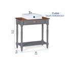 Ver imagem 5 de Bancada Aparador Mini Lavabo 1 Gaveta e Prateleira com Cuba Linz Móveis - Cinza/imbuia Glazer