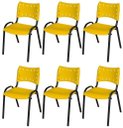 Ver imagem 2 de Cadeira Iso Base Preto Escola, Escritório Amarelo Kit 6 Un