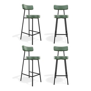 Kit 04 Banquetas Alta Cozinha Kobe Estofada com Encosto Couríssimo Verde - Desk Design