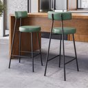 Ver imagem 2 de Kit 04 Banquetas Alta Cozinha Kobe Estofada com Encosto Couríssimo Verde - Desk Design