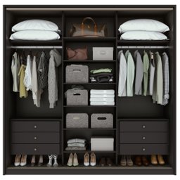 Guarda-Roupa Casal Spazio 240 3 Portas Deslizantes Preto Fosco - Lopas - 4