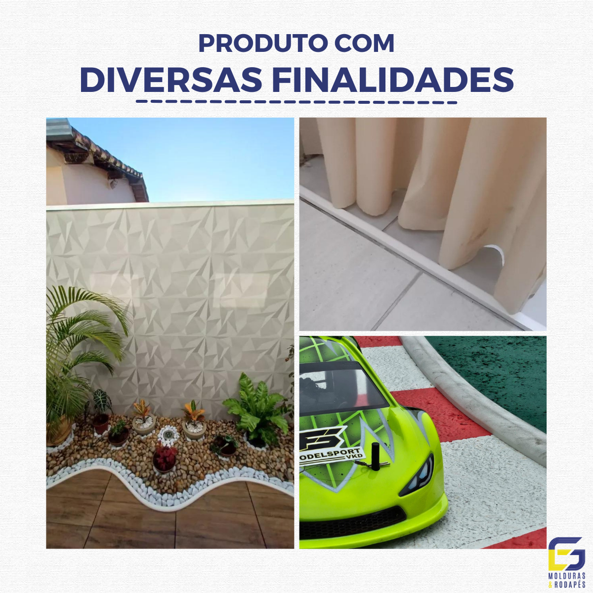 Rodapé Eva Autocolante Flexível Cordão 2,5cmx1,5cm 5 Metros - Branco - 3