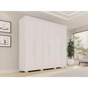 Ver imagem 1 de Guarda Roupa Casal Crsal 6 Portas de Bater 2 Gavetas MDP Branco Multimóveis 180cm