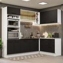 Ver imagem 1 de Armário de Cozinha Completa de Canto 399cm Branco Preto Agata Madesa 01