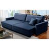 Sofá Cama Retrátil e Reclinável 2,50m com Molas Karen Veludo Azul Adonai Estofados - 1