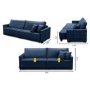Ver imagem 2 de Sofá Cama Retrátil e Reclinável 2,50m com Molas Karen Veludo Azul Adonai Estofados