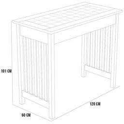 Kit 02 Bancadas Cozinha Sala de Jantar Montana Cerâmica 120cm W02 Madeira Maciça Imbuia - Lyam - 5