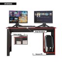 Ver imagem 4 de Mesa Gamer Computador Escrivaninha Preta Vermelha Caemmun
