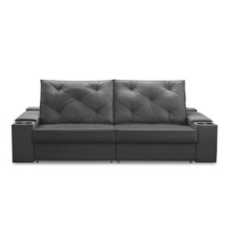 Sofá Retrátil Reclinável 3 Lugares 2,00m com Porta Copos e Usb Helena Suede Cinza Adonai - 5