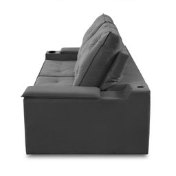 Sofá Retrátil Reclinável 3 Lugares 2,00m com Porta Copos e Usb Helena Suede Cinza Adonai - 9
