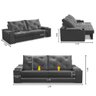 Sofá Retrátil Reclinável 3 Lugares 2,00m com Porta Copos e Usb Helena Suede Cinza Adonai - 2