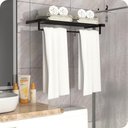 Ver imagem 2 de Toalheiro Hotel de Parede Porta Toalha Duplo Preto Master