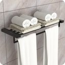 Ver imagem 1 de Toalheiro Hotel de Parede Porta Toalha Duplo Preto Master