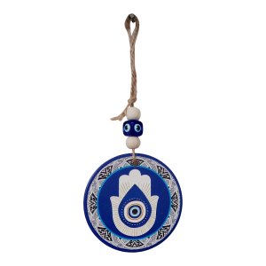 Mandala Porcelana Olho Grego Mão Hamsá Proteção Amuleto 20cm