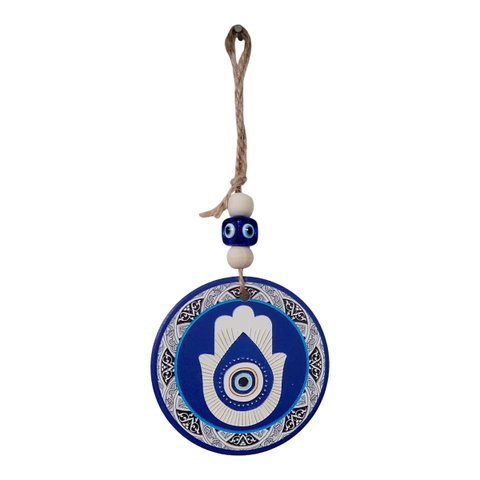 Mandala Porcelana Olho Grego Mão Hamsá Proteção Amuleto 20cm