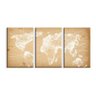 Kit 3 Telas Decorativas Mapa Mundi Line Drawing - 1