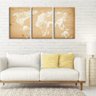 Kit 3 Telas Decorativas Mapa Mundi Line Drawing - 2