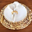 Ver mais imagens de Jogo 12 Pratos Rasos 27cm Borda de Bambu Cerâmica 1ª Linha Scalla