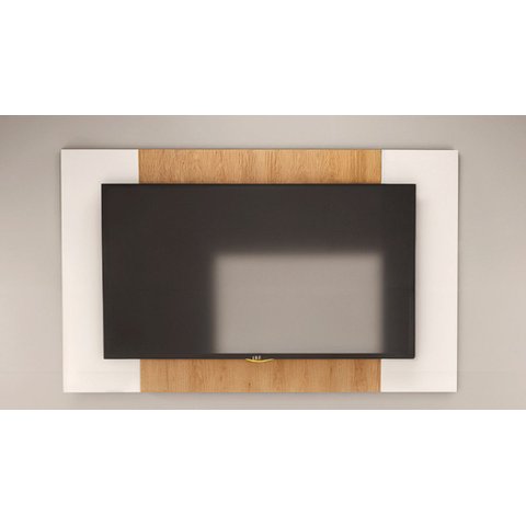 Painel para TV At´55" 147 cm - Branco Detalhe Amadeirado