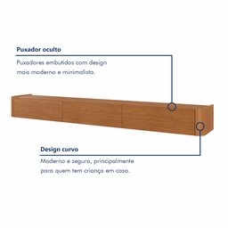 Aparador Suspenso 100% MDF 3 Gavetas 180cm Apolo Marrom/Marromle - 5 Aparador Suspenso 100% MDF 3 Gavetas 180cm Apolo Marrom/Marromle - 5
