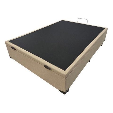 Base Box Bau Casal Linho Bege ( Blindada ) Super Reforçada