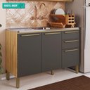 Ver imagem 5 de Balcão de Cozinha com 3 Portas 2 Gavetas sem Tampo 100% Mdf Napoli Prime Rio Doce Amendoa-chumbo
