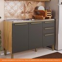 Ver imagem 2 de Balcão de Cozinha com 3 Portas 2 Gavetas sem Tampo 100% Mdf Napoli Prime Rio Doce Amendoa-chumbo