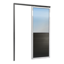 Ver imagem 1 de Porta Correr Suspensa Meia Lambril Meia Vidro Esq L.25 Mix Preta 210x90 Brimak