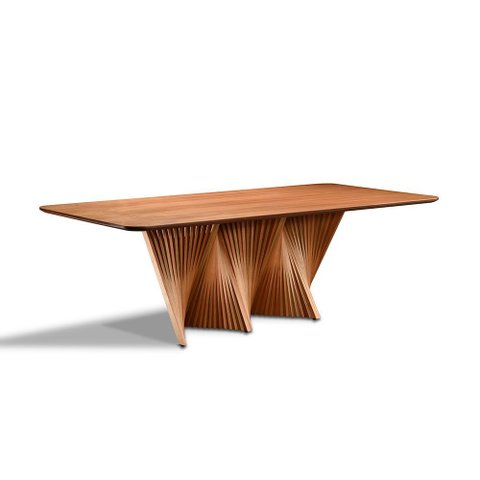 Mesa de Jantar 08 Lugares 220cm x 105cm Base em Madeira Maciça Tampo Madeira