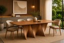 Ver imagem 4 de Mesa de Jantar 08 Lugares 220cm x 105cm Base em Madeira Maciça Tampo Madeira