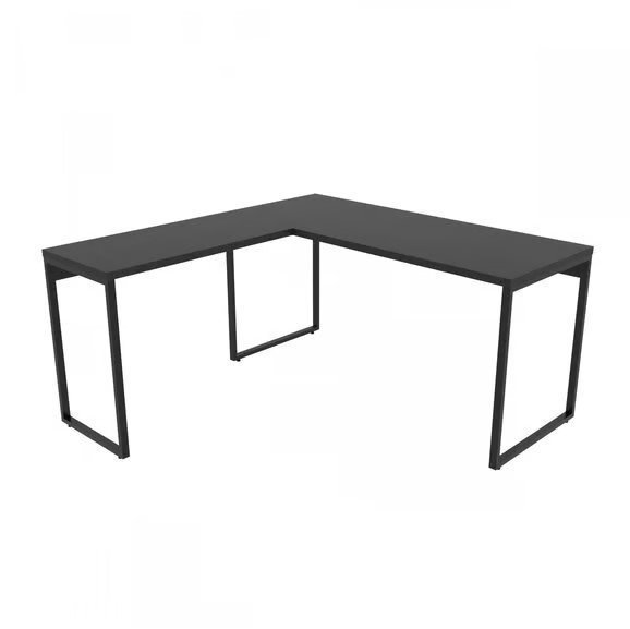 Mesa de Escritório em "L" Estilo Industrial com Pés de Metal Preto - 1