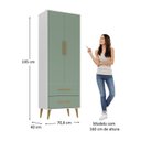 Ver imagem 3 de Quarto Infantil com Guarda-Roupa 2 Portas 2 Gavetas com Cômoda Magia Espresso Móveis Rosa/Branco/Verde