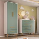 Ver imagem 1 de Quarto Infantil com Guarda-Roupa 2 Portas 2 Gavetas com Cômoda Magia Espresso Móveis Rosa/Branco/Verde