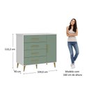 Ver imagem 4 de Quarto Infantil com Guarda-Roupa 2 Portas 2 Gavetas com Cômoda Magia Espresso Móveis Rosa/Branco/Verde