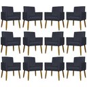 Ver imagem 1 de Kit 12 Poltronas Decorativas Mari Pé Palito Castanho - Preto Suede