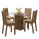 Ver imagem 2 de Conjunto Sala de Jantar Madesa Maya Mesa Tampo de Vidro com 4 Cadeiras Rustic/Pérola Cor:Rustic/Péro