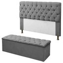Ver imagem 1 de Kit Cabeceira + Calçadeira Baú Mirage Casal 140cm Cinza